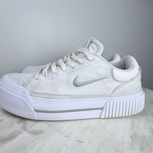 Size 7 - Nike Court Legacy Lift White Light Smoke Grey W - Picture 1 of 7