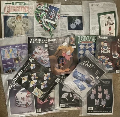 Large Lot of 15 Plastic Canvas Kits Most New Sealed All Complete See Description - Image 1 of 4