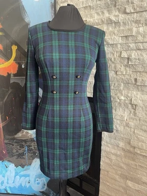 Vestido Vintage All That Jazz Azul Y Verde A Cuadros Manga Larga Talla 5/6 Preppy Foto 1 de 4