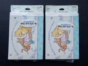 Vintage Hallmark Winnie the Pooh Baby Shower Invitations NIP (2 PKGS = 16) Cute! - Picture 1 of 4