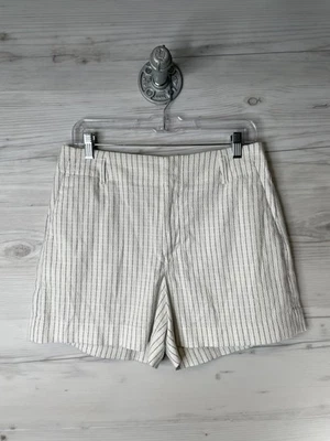Pantalones Cortos Banana Republic Para Mujer 8 Rayas Blancas 4 Pulgadas Tiro Alto Cremallera Lateral Elegante Foto 1 de 4