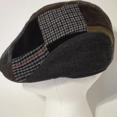Vintage Firenze Flat Cap Hat Newsboy Golf Patchwork  Wool Italy Sz 59 - Image 1 of 4