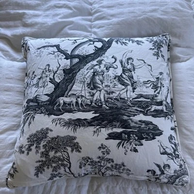 Almohada estilo vintage negro blanco baño decoración rural francés perros y ángeles Foto 1 de 4