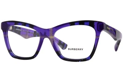 Marco de gafas Burberry BE2416 4113 para mujer a cuadros violeta borde completo ojo de gato 52 mm Foto 1 de 4