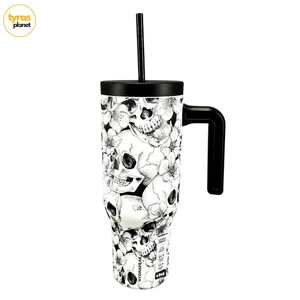 HydraPeak Trinkflasche Tumbler Voyager 40 oz Edelstahl TOTENKÖPFE & BLUMEN - Bild 1 von 6