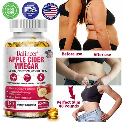 Cápsulas de vinagre de sidra de manzana ayudan en el control de peso pérdida de peso 1-5 botellas Foto 1 de 4