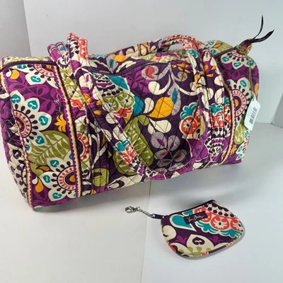 Vera Bradley Small Duffel Plum Crazy with ID Coin Purse - Image 1 of 4