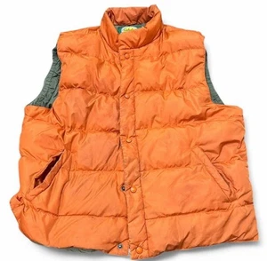 Cabelas Goose Down Vest Mens XL Orange Button Up Outdoor Puffer Adult - Picture 1 of 2