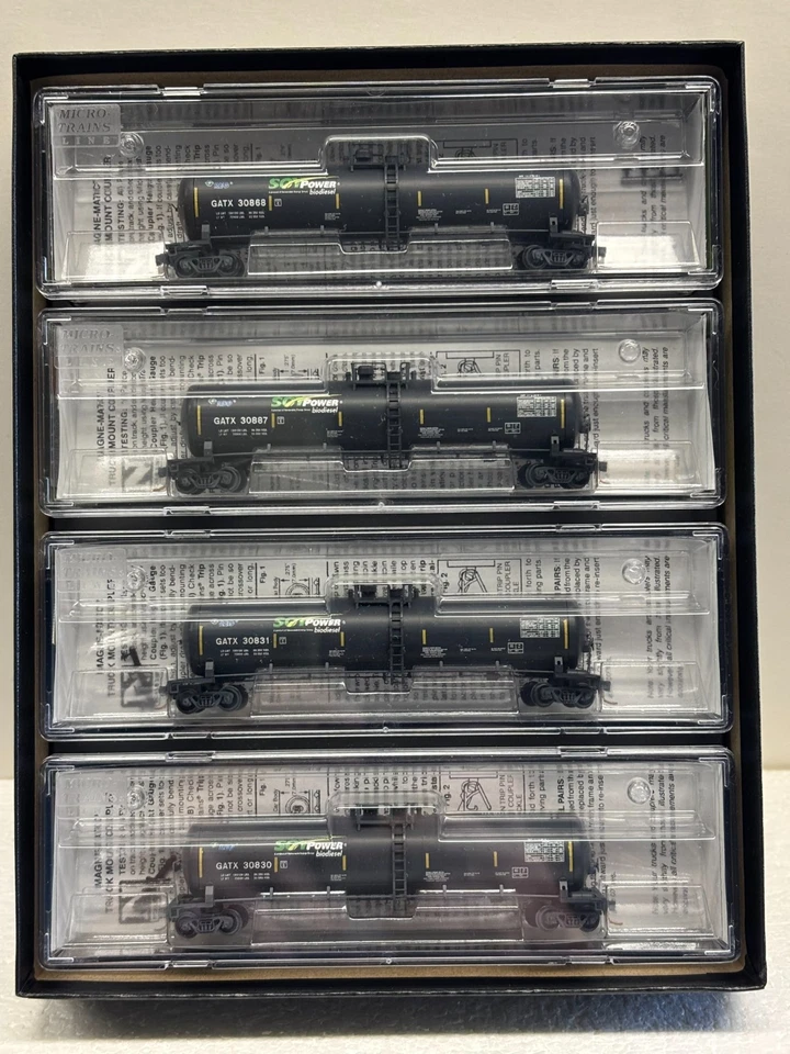 N Scale Micro Trains MTL Special Run 16-94 PWRS Soy Power Biodiesel GATX 4-Pack - Image 1 of 3
