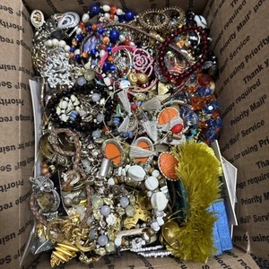 Vintage/new/used Jewelry Lot 13 Plus lbs Necklace Brooches Earrings UNTESTED - Picture 1 of 10