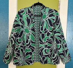 Quilted Reversible Open Front Jacket Alfred Dunner Floral Abstract Soft 12 44” - Picture 1 of 15