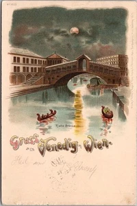 1899 VIENA, Austria Postal "Saludo de Venecia en Viena" Parque de Atracciones Prater - Imagen 1 de 2