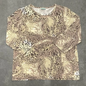 Y2K 2000s Leapord Style Print Blouse Shirt Size Large Woman’s Sara Morgan - Picture 1 of 5