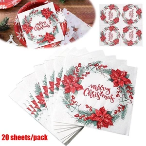20 Sheets Christmas Paper Napkins Soft Dinner Napkins for Holiday Party - Picture 1 of 11