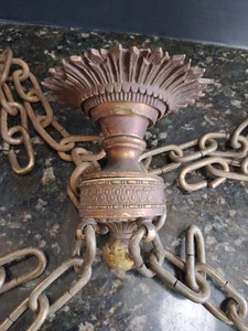 1930’s Edwardian Deep Bowl Moonstone Plafonnier Pendelleuchte 29"  - Bild 1 von 13