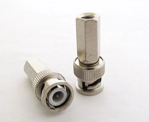 30 x Twist-on BNC Male Plug RG59 RF Connector Nickel Plated for CCTV Cameras - Picture 1 of 3