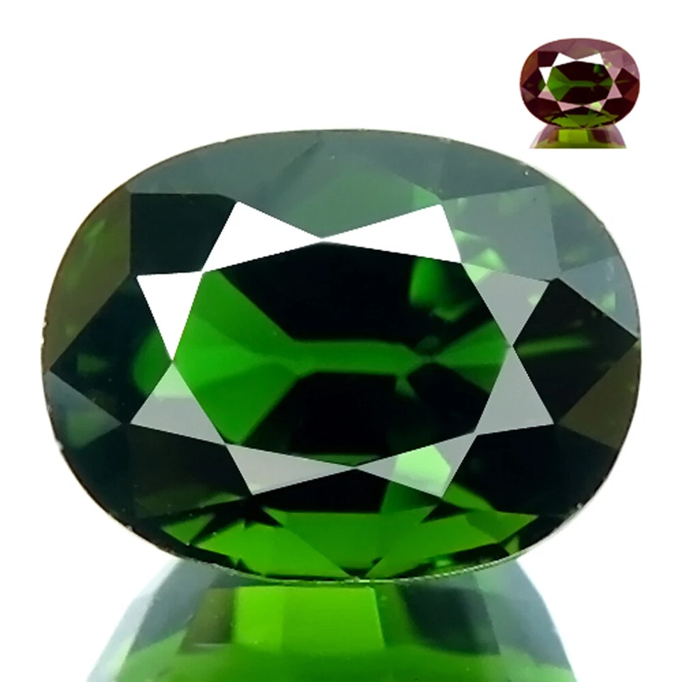 Хром турмалин 1,84 карата IF-безупречный натуральный лучший 5A + хром зеленый идеальный овальный! - Изображение 1 из 4