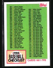 Checklist: 661-792 CL 1984 Topps #781  Baseball Card