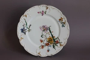 Plato de comedor antiguo Haviland & Co Limoges flores de colores D 24,5 cm decoración dorada (D) - Imagen 1 de 7