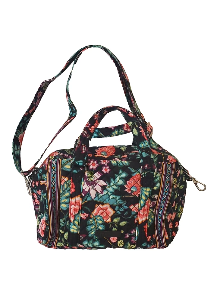 Bolso Bandolera Vera Bradley Bramble Negro Azul Púrpura Floral Acolchado Cremallera Foto 1 de 4