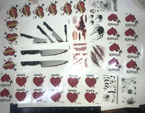 30 Cards 75 Tattoos Bride of Chucky Temporary Tiffany Heart Knife Kill Scars EM - Picture 1 of 4