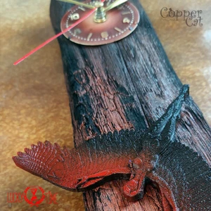 Wooden Wall Clock "Icarus" Old natural burned wood Unique item  - Picture 1 of 9