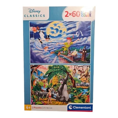 Clementoni Puzzle Bambino Da 5 Anni - Peter Pan & Il Dschungelbuch 2x60 Parti - Immagine 1 di 2