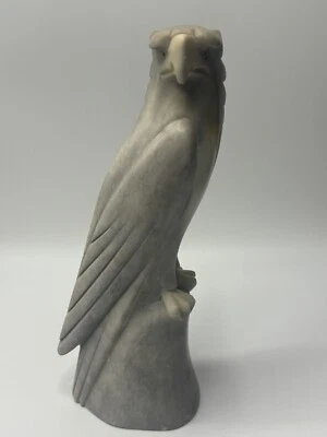 Midcentury Bald Eagle Hand Carved Alabaster Majestic Eagle Sculptures Nature - Image 1 of 4