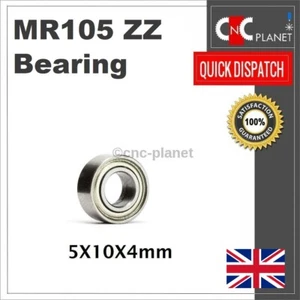 MR105 ZZ 105ZZ Bearing Metal Shielded Good Quality 5mm Bore x 10mm OD x 4mm - Picture 1 of 3