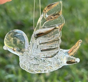 3 Vintage Christmas BIRD Glass Ornaments Hand-Blown Clear Gold Trim Taiwan EC - Picture 1 of 7