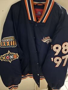 Vintage Denver Broncos Jacket 3X NFL 1997/1998 Super Bowl XXXII & XXXIII