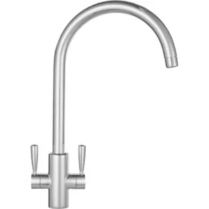 Franke Olympus 115.0049.979 Rubinetto da cucina mono miscelatore a doppia leva - Acciaio seta - Foto 1 di 3
