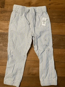 GAP 3T NWT blue white striped pants bottoms drawstring - Picture 1 of 4