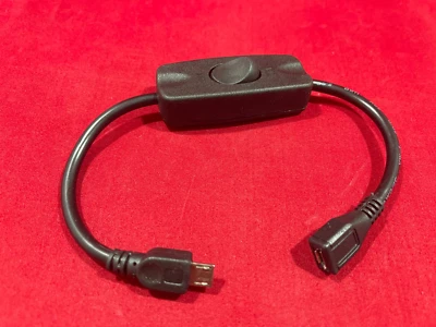 30cm Short microUSB extension power cable/lead with switch Raspberry Pi Not4 etc - Image 1 of 4