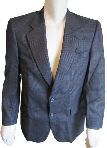 Blazer cappotto sportivo vintage BURBERRYS' Prorsum 44R 100% pura lana a quadri blu