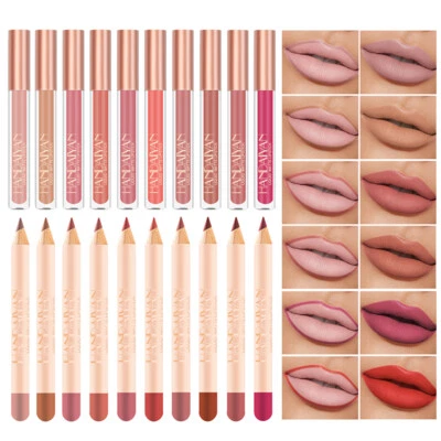 MARKENLOS Lip Liner Lipgloss Set Wasserdicht Matt Flüssiger Lippenstift Bleistift R *?