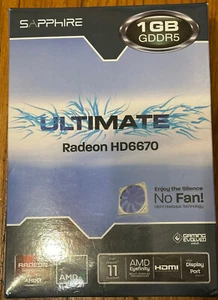 Sapphire HD 6670 Ultimate 1GB GDDR5 PCI-E HDMI/DVI/DP passive cooling 111920620G - Picture 1 of 10