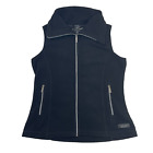 Calvin Klein Womans Black High Neck Fleece jacket Vest Sz Small Full Zip Pockets