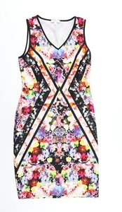 Spense Womens Multicoloured Floral Polyester Bodycon Size 8 V-Neck Pullover - Picture 1 of 10
