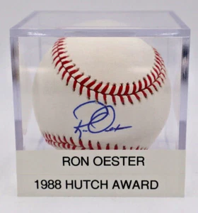 Ron Oester Cincinnati REDS 1988 Hutch Award handsignierter Baseball - Bild 1 von 5