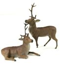 2- Vintage Germany Lead Sitting Deer /Buck / Stag Toy Figures Mini Model Pre-War