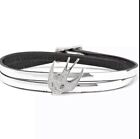 Alexander McQueen Silver Leather Double Wrap Swarovski Crystal Swallow Bracelet