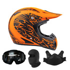 Adult Snocross Combo Orange Snowmobile Helmet Breath Box Goggles Balaclava DOT