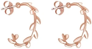 Oliva Leaf Hoop Earrings In 14K Gold Plated Sterling Silver - Picture 1 of 4