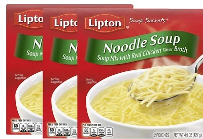 Mezcla de sopa instantánea Lipton Soup Secrets hecha con pollo real 4,5 oz, paquete de 3 Foto 1 de 4