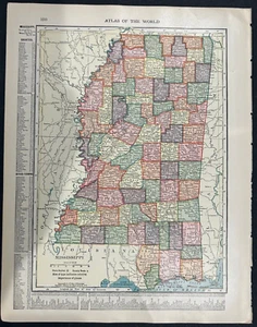 The New Reference Atlas of the World - 1914 Map of Arkansas & Mississippi - Picture 1 of 4