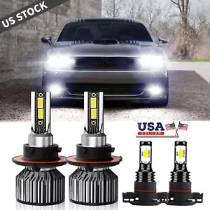 For Dodge Challenger 2009-2014 6500K White LED Headlights & Fog Light Bulbs KIT - Picture 1 of 11