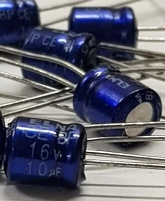 2x 10uF 16V ELNA "BLUE" CE-BP Bipolar Non Polar Electrolytic Capacitor 5x5mm NOS - image 1 of 3