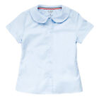Girls Lt. Blue Blouse E9320 Peter Pan Collar Short Sleeve French Toast Size 4-20