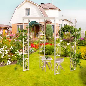 Pergola 2,7x1,8 Rankhilfe XXL Rankgitter Garten Rosenbogen Groß Metall mit Dach - Bild 1 von 10